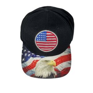 USA American Flag Bald Eagle Snapback Hat Black Patriotic Mens Adjustable Cap